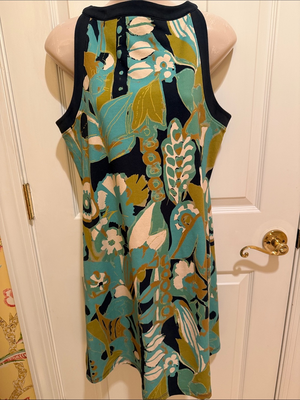 Spartina 449 Sleeveless Floral A-Line Dress in Teal & Olive